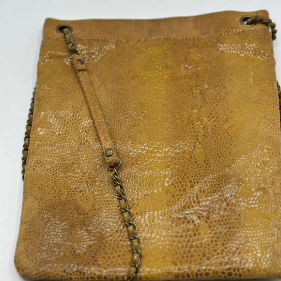 Hobo International Gold Yellow Leather Snakeskin Purse Crossbody Shoulder Strap - Picture 11 of 13
